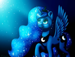 Size: 1516x1150 | Tagged: safe, alternate version, artist:deltahedgehog, derpibooru exclusive, princess luna, alicorn, pony, g4, cute, female, gradient background, mare, smiling, solo, wings