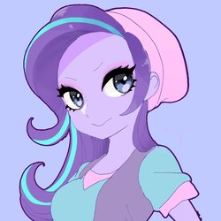 Size: 1377x1377 | Tagged: safe, artist:yam, starlight glimmer, equestria girls, g4, beanie, female, hat, looking at you, solo