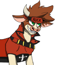 Size: 626x702 | Tagged: safe, artist:sokolgs, arizona (tfh), cow, them's fightin' herds, cattle, community related, crossover, guilty gear, hilarious in hindsight, simple background, smiling, sol badguy, solo, transparent background, vector