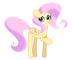 Size: 1800x1500 | Tagged: safe, artist:turtlefarminguy, fluttershy, pegasus, pony, g4, female, looking at you, mare, raised leg, simple background, solo, transparent background