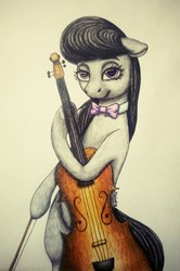 Size: 1257x1895 | Tagged: safe, artist:deltahedgehog, derpibooru exclusive, octavia melody, earth pony, pony, g4, cello, cute, female, mare, musical instrument, smiling, solo, traditional art