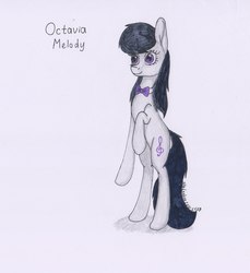Size: 1981x2160 | Tagged: safe, artist:deltahedgehog, derpibooru exclusive, octavia melody, earth pony, pony, g4, bipedal, cute, female, mare, simple background, smiling, solo, traditional art, white background