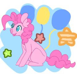 Size: 1280x1280 | Tagged: safe, artist:segen360, pinkie pie, earth pony, pony, g4, balloon, cute, female, mare, missing cutie mark, solo