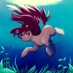 Size: 1300x1300 | Tagged: safe, artist:kira-minami, oc, oc only, pony, unicorn, solo, swimming, underwater