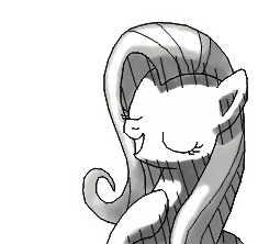 Size: 245x222 | Tagged: safe, artist:thewrongesttrousers, fluttershy, g4, season 1, stare master, animated, cute, female, frame by frame, gif, grayscale, monochrome, rotoscope, scene interpretation, shyabetes, simple background, solo, squee, transparent background