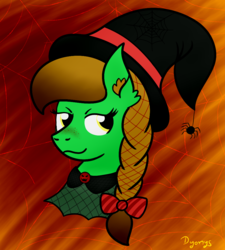 Size: 900x1000 | Tagged: safe, artist:dyonys, oc, oc only, oc:lucky brush, earth pony, pony, clothes, costume, hat, ponysona, solo, witch, witch hat