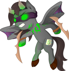 Size: 3000x3115 | Tagged: dead source, safe, artist:theshadowstone, oc, oc only, oc:shadowstone, pegasus, pony, clothes, costume, green eyes, halloween, high res, holiday, illidan stormrage, illidari, simple background, solo, transparent background, warcraft