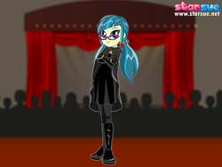 Size: 800x600 | Tagged: safe, artist:user15432, juniper montage, equestria girls, equestria girls specials, g4, my little pony equestria girls: movie magic, bodysuit, boots, cloak, clothes, dress, dressup, female, outfit, shoes, solo, starsue