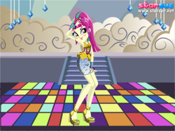 Size: 800x600 | Tagged: safe, artist:user15432, sour sweet, equestria girls, equestria girls specials, g4, my little pony equestria girls: dance magic, my little pony equestria girls: friendship games, clothes, crystal prep shadowbolts, dance floor, dress, ear piercing, earring, female, high heels, jewelry, piercing, shoes, solo, starsue