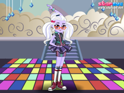 Size: 800x600 | Tagged: safe, artist:user15432, sugarcoat, equestria girls, equestria girls specials, g4, my little pony equestria girls: dance magic, my little pony equestria girls: friendship games, clothes, converse, crystal prep shadowbolts, dance floor, dress, dressup, female, glasses, shoes, sneakers, socks, solo, starsue