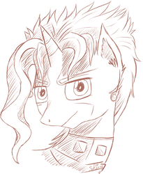 Size: 1591x1936 | Tagged: safe, artist:shinycyan, pony, crossover, jojo's bizarre adventure, monochrome, noriaki kakyoin, ponified, solo