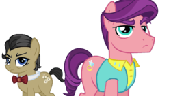 Size: 800x450 | Tagged: safe, artist:rememberstar, filthy rich, spoiled rich, earth pony, pony, g4, bowtie, female, male, mare, naughty bits, rule 63, ship:spoilthy, simple background, sour dough, stallion, transparent background