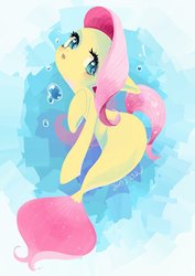 Size: 848x1200 | Tagged: safe, artist:yam, fluttershy, pegasus, seapony (g4), g4, my little pony: the movie, blushing, bubble, cute, digital art, dorsal fin, ethereal mane, ethereal tail, eyelashes, female, fin, fish tail, flowing mane, flowing tail, green eyes, lidded eyes, looking at you, mare, ocean, open mouth, pink mane, scales, seaponified, seapony fluttershy, solo, species swap, starry mane, starry tail, swimming, tail, underwater, water