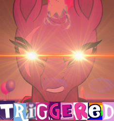 Size: 1198x1274 | Tagged: safe, tempest shadow, pony, unicorn, g4, my little pony: the movie, /mlp/, angry, caption, expand dong, exploitable meme, female, glowing eyes, glowing eyes meme, gritted teeth, image macro, meme, reaction image, solo, triggered