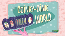 Size: 1366x768 | Tagged: safe, alizarin bubblegum, celery stalk, pinkie pie, coinky-dink world, equestria girls, g4, my little pony equestria girls: summertime shorts, 1950's, 50's, alizary, hand, style emulation, title card