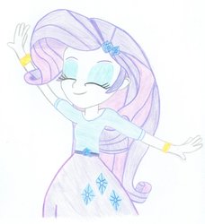 Size: 854x935 | Tagged: safe, artist:tabrony23, rarity, equestria girls, g4, eyes closed, female, solo, traditional art