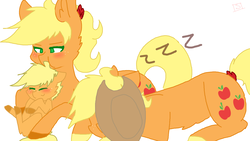 Size: 2560x1440 | Tagged: safe, artist:shinningblossom12, applejack, earth pony, pony, g4, applejack (male), female, male, mare, offspring, parent:applejack, parent:applejack (male), parents:applejacks, rule 63, self ponidox, selfcest, ship:applejacks, shipping, straight, trio