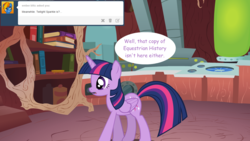 Size: 1280x720 | Tagged: safe, artist:hakunohamikage, twilight sparkle, alicorn, pony, ask-princesssparkle, g4, ask, comic, female, mare, solo, tumblr, twilight sparkle (alicorn), twilight's lab