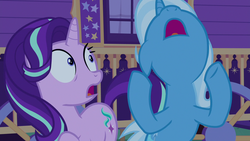 Size: 1280x720 | Tagged: safe, screencap, starlight glimmer, trixie, pony, g4, to where and back again