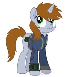 Size: 5016x5555 | Tagged: safe, artist:suramii, oc, oc only, oc:littlepip, pony, unicorn, fallout equestria, g4, absurd resolution, clothes, cutie mark, fanfic, fanfic art, female, hooves, horn, jumpsuit, mare, movie accurate, pipboy, pipbuck, simple background, solo, style emulation, transparent background, updated, vault suit, vector