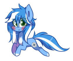Size: 1057x874 | Tagged: safe, artist:shyshella, oc, oc only, oc:aria winter, earth pony, pony, blue, blushing, chibi, cute, digital art, female, green eyes, mare, request, simple background, solo, transparent background