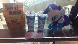 Size: 1440x810 | Tagged: safe, rarity, g4, clothes, doraemon, irl, photo, plushie, ponies in real life, socks, striped socks, taiwan