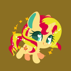 Size: 2134x2133 | Tagged: safe, artist:snow angel, sunset shimmer, pony, unicorn, g4, chibi, cute, female, heart eyes, high res, looking at you, mare, shimmerbetes, simple background, solo, wingding eyes