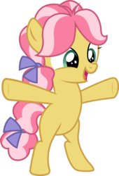 Size: 5301x7783 | Tagged: safe, artist:causenpc, kettle corn, earth pony, pony, g4, marks and recreation, absurd resolution, bipedal, female, filly, foal, simple background, solo, spread hooves, transparent background, vector