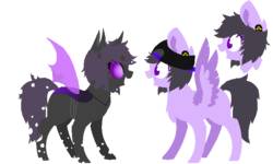 Size: 792x476 | Tagged: safe, artist:spooky-kitteh, oc, oc only, oc:pixel pizza, changeling, pegasus, pony, duality, pixel art, purple changeling, simple background, transparent background