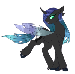 Size: 662x653 | Tagged: safe, artist:spooky-kitteh, oc, oc only, oc:white lies, changeling, female, simple background, solo, transparent background, unshorn fetlocks