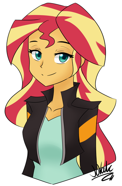 1553564 - safe, artist:jovalic, sunset shimmer, equestria girls, bedroom  eyes, cute, female, looking at you, pretty, shimmerbetes, simple  background, solo, white background - Derpibooru
