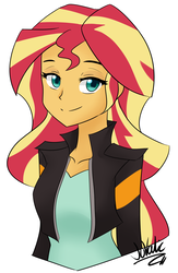 Size: 1010x1546 | Tagged: safe, artist:jovalic, sunset shimmer, equestria girls, g4, bedroom eyes, cute, female, looking at you, pretty, shimmerbetes, simple background, solo, white background
