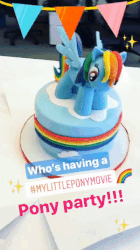 Size: 300x534 | Tagged: safe, rainbow dash, pony, g4, my little pony: the movie, animated, cake, food, gif, instagram, irl, photo