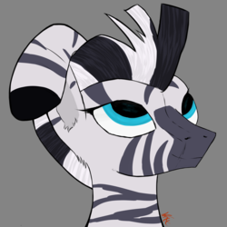 Size: 5000x5000 | Tagged: safe, artist:wax-42, zecora, zebra, g4, it isn't the mane thing about you, absurd resolution, female, looking up, mare, no catchlights, simple background, solo