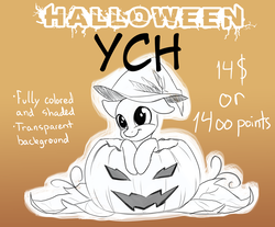Size: 1024x847 | Tagged: safe, artist:cyanyeh, clothes, commission, halloween, hat, holiday, pumpkin, solo, your character here