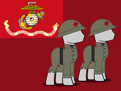 Size: 1600x1200 | Tagged: safe, artist:reisen514, pony, clothes, flag, marine corps, military, military uniform, red background, simple background, united states, world war i, world war ii