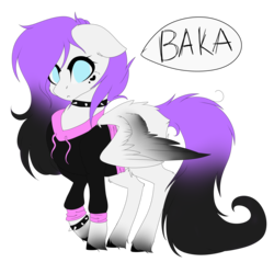 Size: 4538x4334 | Tagged: safe, artist:crazllana, oc, oc only, oc:lunar, pegasus, pony, absurd resolution, baka, bracelet, clothes, female, hoodie, jewelry, mare, simple background, solo, spiked wristband, transparent background, wristband