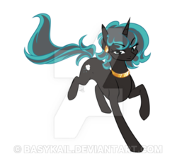 Size: 400x376 | Tagged: safe, artist:basykail, oc, oc only, pony, unicorn, choker, concave belly, ear piercing, female, jewelry, mare, piercing, simple background, slender, solo, thin, transparent background, watermark