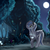 Size: 3200x3200 | Tagged: safe, artist:lightly-san, oc, oc only, oc:white cloud, firefly (insect), pegasus, pony, female, forest, headphones, high res, mare, moon, night, path, scenery, solo, tree