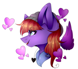 Size: 1581x1392 | Tagged: safe, artist:shade4568, oc, oc only, oc:wing of pegacraft, pony, beanie, bust, female, hat, mare, portrait, simple background, solo, transparent background
