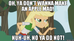 Size: 600x337 | Tagged: safe, applejack, equestria girls, g4, annoyed, female, image macro, inspiration, meme, parody, solo, teen titans go, unimpressed, youtube screencap