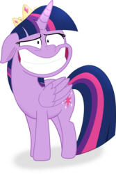 Size: 5199x7779 | Tagged: safe, artist:shutterflyeqd, twilight sparkle, alicorn, pony, g4, my little pony: the movie, absurd resolution, crown, dat face, faic, female, forced smile, grin, majestic as fuck, mare, regalia, simple background, smiling, solo, squee, transparent background, twilight sparkle (alicorn), vector