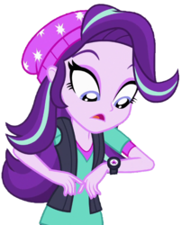 Size: 515x640 | Tagged: safe, artist:thebar, starlight glimmer, equestria girls, equestria girls specials, g4, mirror magic, background removed, beanie, clothes, female, hat, simple background, solo, transparent background, vest, watch, wristwatch