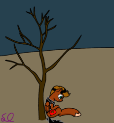 Size: 649x702 | Tagged: safe, artist:sketchlines, oc, oc only, pegasus, pony, fallout equestria, clothes, dead tree, jacket, simple background, solo, tree