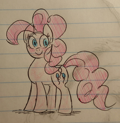Size: 1167x1200 | Tagged: safe, pinkie pie, earth pony, pony, g4, colored pencil drawing, female, lined paper, mare, solo, traditional art