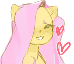 Size: 1116x964 | Tagged: safe, artist:milky-rabbit, fluttershy, pegasus, pony, g4, blushing, female, happy, heart, smiling, solo