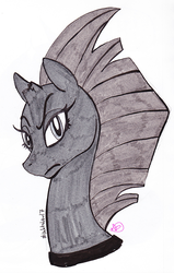 Size: 509x800 | Tagged: safe, artist:ryuredwings, tempest shadow, g4, my little pony: the movie, bust, inktober, looking at you, portrait, traditional art