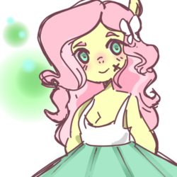 Size: 500x500 | Tagged: safe, artist:milky-rabbit, fluttershy, pegasus, anthro, g4, blushing, female, smiling, solo