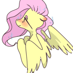 Size: 500x500 | Tagged: safe, artist:milky-rabbit, fluttershy, pegasus, pony, g4, blushing, female, simple background, solo, transparent background
