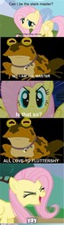 Size: 369x1280 | Tagged: artist needed, source needed, safe, fluttershy, pegasus, pony, g4, eyes closed, female, flutteryay, futurama, hypnotoad, impact font, male, mare, stare, the stare, yay